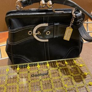 Coach Satin and Leather Evening Bag Bling Buckle